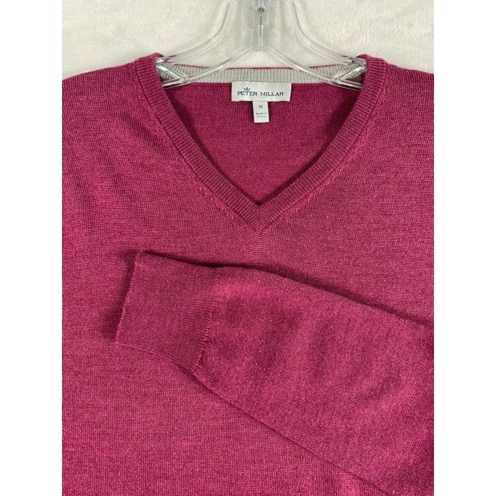 Peter Millar Knit Sweater Sz M Raspberry Pink Merino Wool Silk Blend Soft Preppy